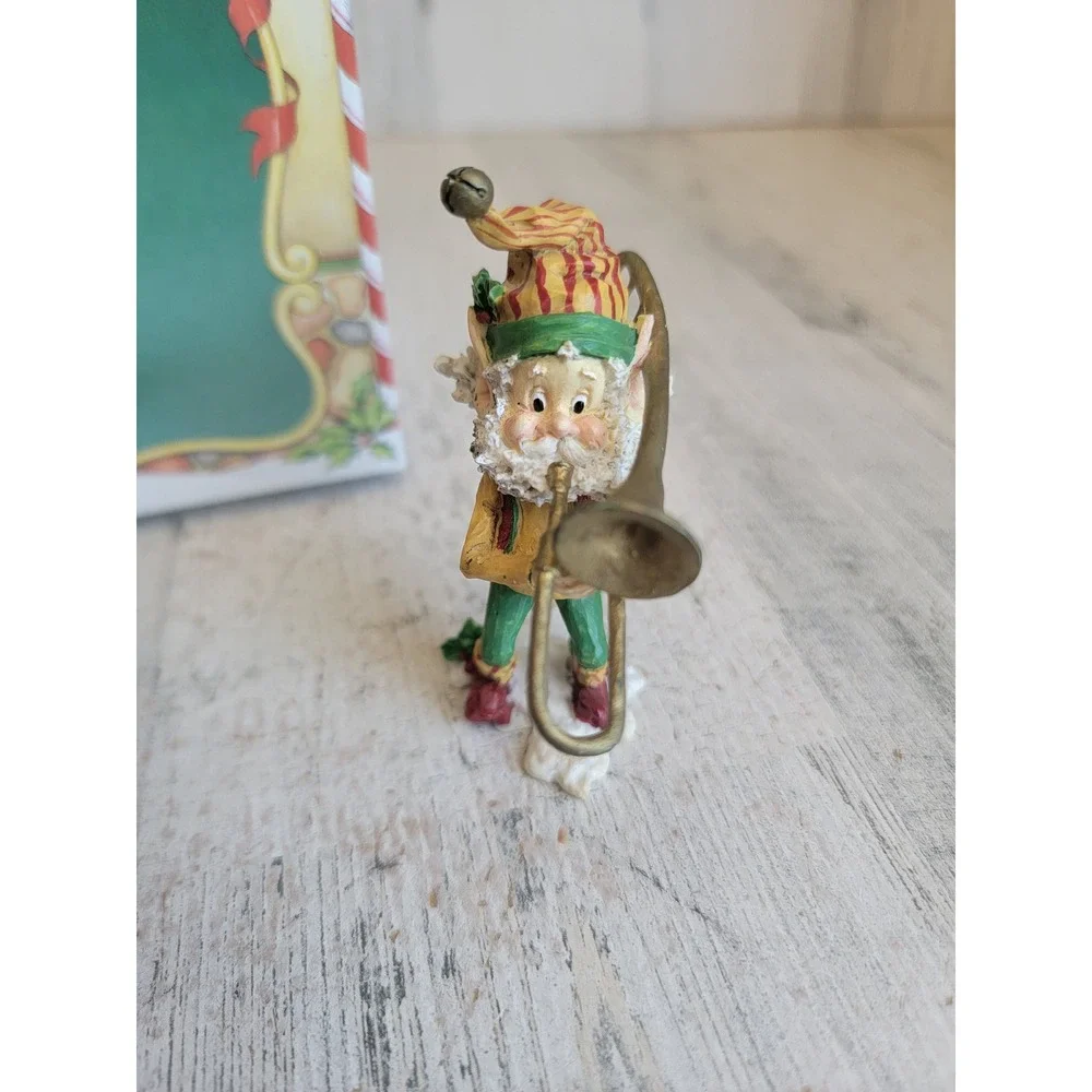 Enesco jiffy trombone elf Vintage Village North Pole accessory Xmas